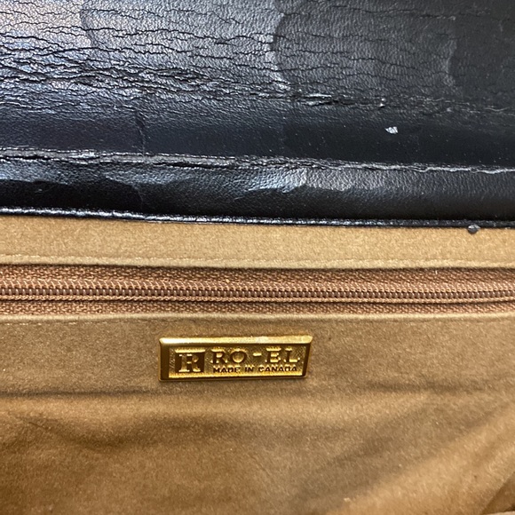 Vtg - Ro-el purse - crossbody handbag - black velvet/leather a made in Montreal - Picture 4 of 8